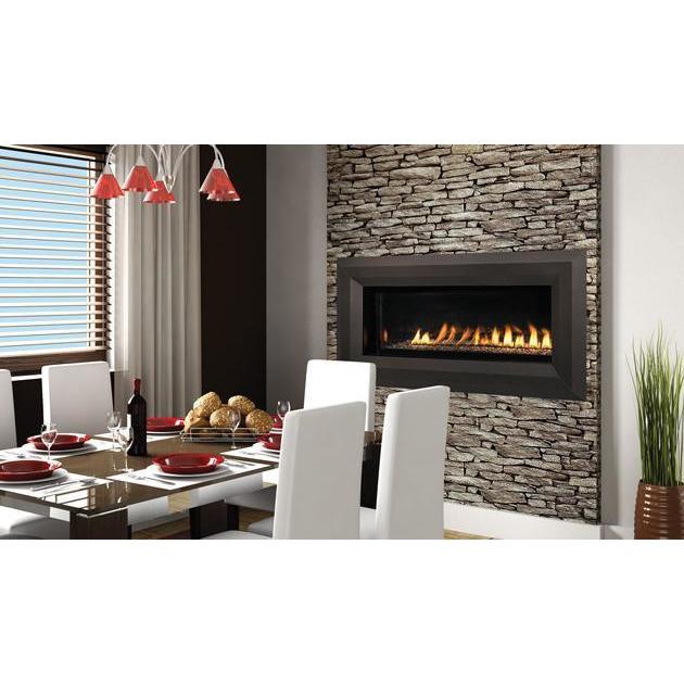 Superior 43" Linear Vent-Free Fireplace in Dining Room with optional face trim