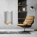 The Bio Flame 24-Inch Firebox SS Built-in Ethanol Fireplace in a modern living room