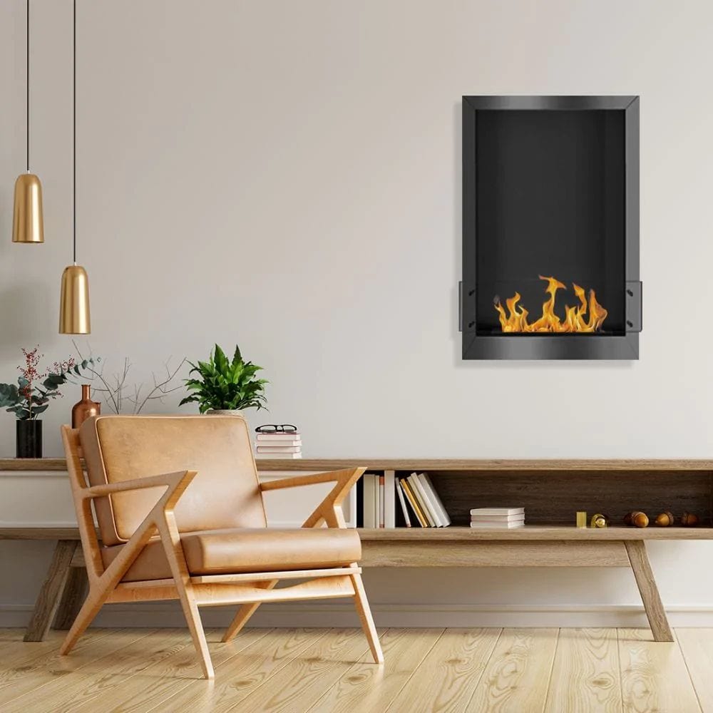 The Bio Flame 24-Inch Smart Firebox SS Black Built-in Ethanol Fireplace