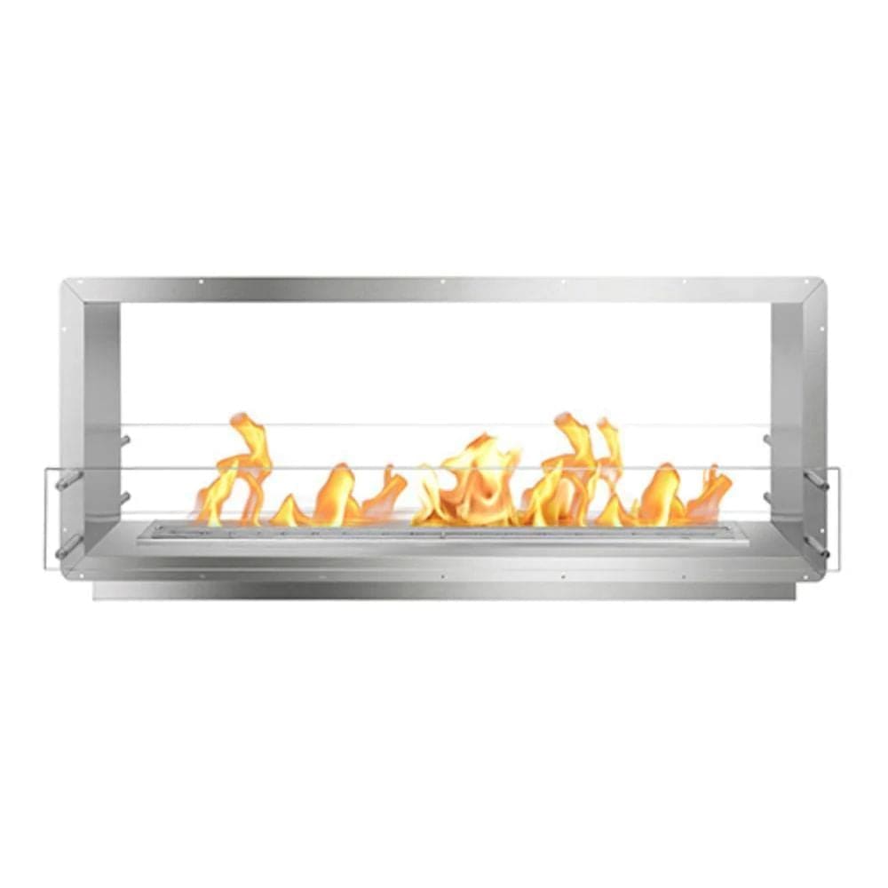 The Bio Flame 72-Inch Firebox DS - Built-in See-Through Ethanol Fireplace Stainless Steel