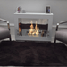 The Bio Flame Rogue White 2.0 36-Inch Single Sided Ethanol Fireplace white in sitting room