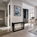 The Bio Flame Sek XL 53-Inch Free Standing Ethanol Fireplace in a monochrome space