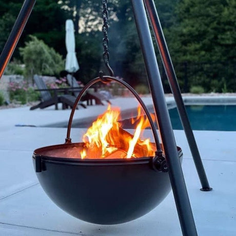 cowboy cauldron fire pit grill near the pool
