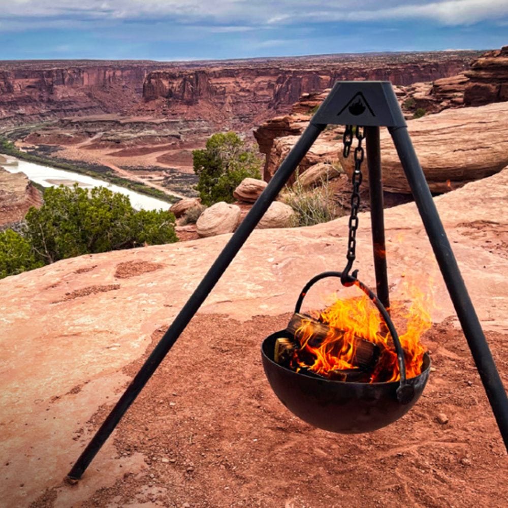 24 Inch Cauldron Cowboy Cauldron The Dude Steel Fire Pit Grill — Modern Blaze