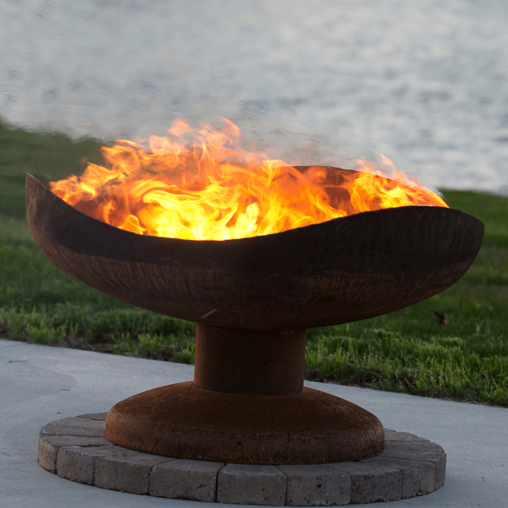 The Fire Pit Gallery Sand Dune Steel Fire Bowl by the lake