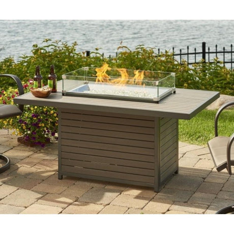 The Outdoor GreatRoom Company Brooks 50" Taupe Gas Fire Pit Table with Optional Wind Guard