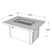  Caden CAD-1224 44" Rectangular Gas Fire Pit Table Dimensions