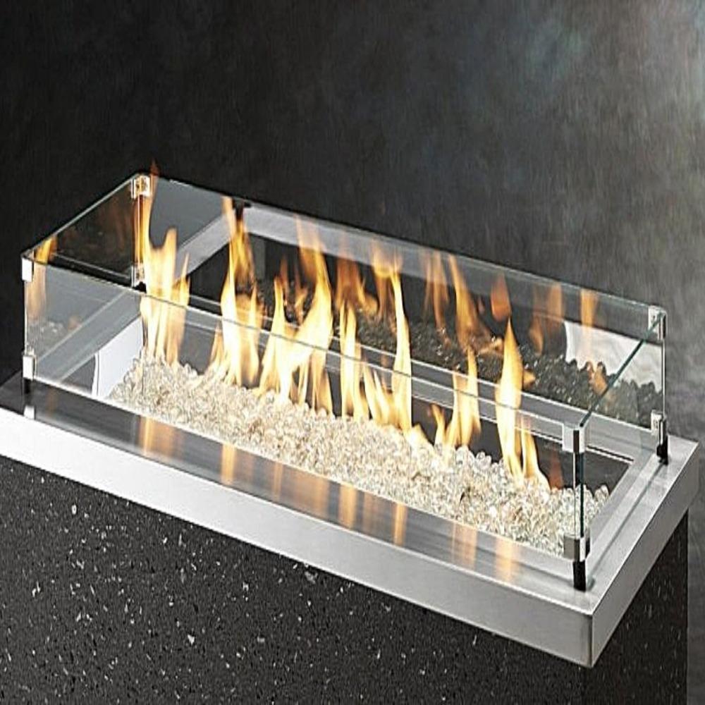 Linear Glass Wind Guard for Fire Pits