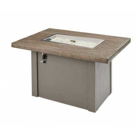 Havenwood 44-inch Driftwood Rectangular Gas Fire Pit Table with Glass Cover Gray Base