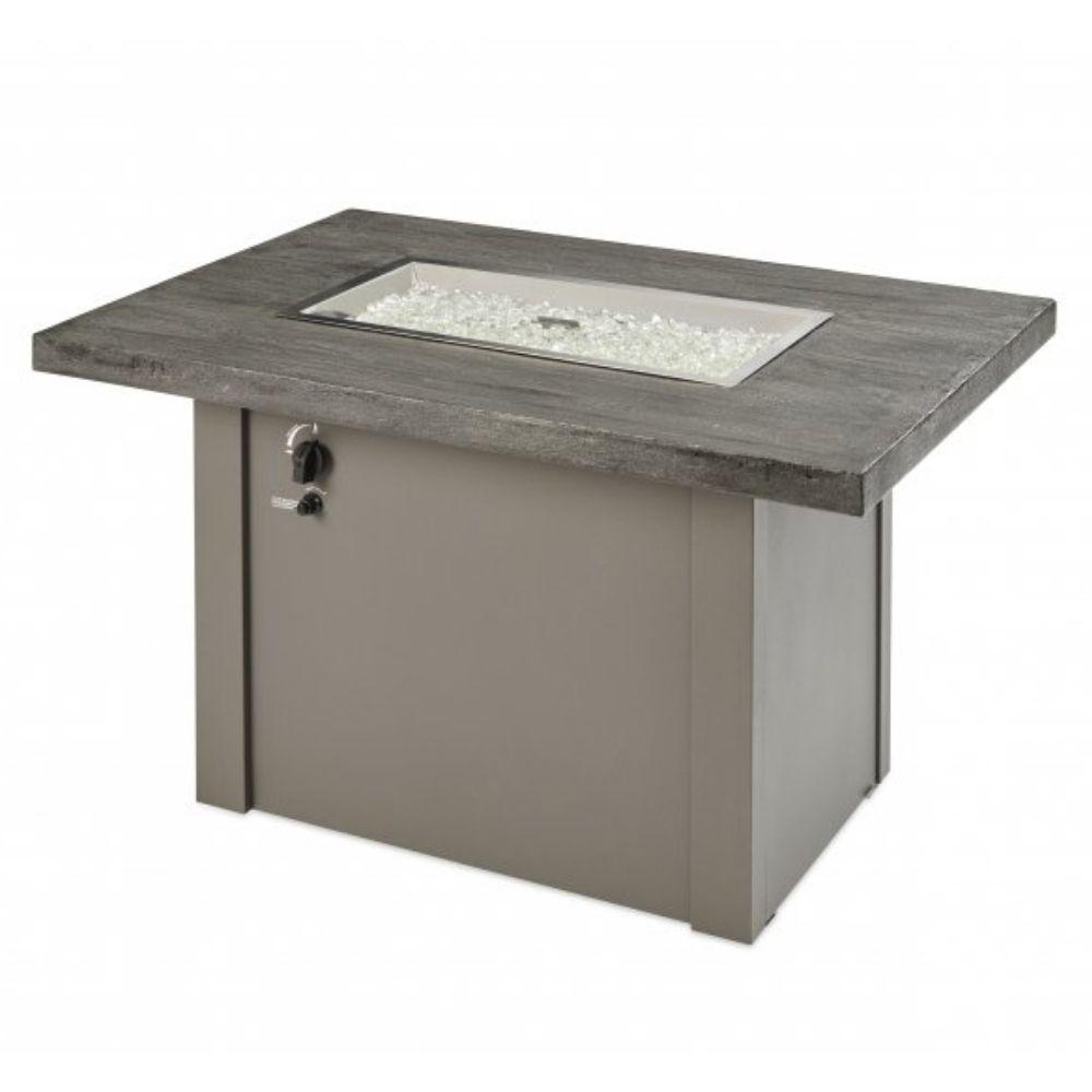 Havenwood 44-inch Stone Gray Rectangular Gas Fire Pit Table with Glass Cover Gray Base