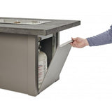 Havenwood 44-inch Stone Gray Rectangular Gas Fire Pit Table Access door with Gray Base