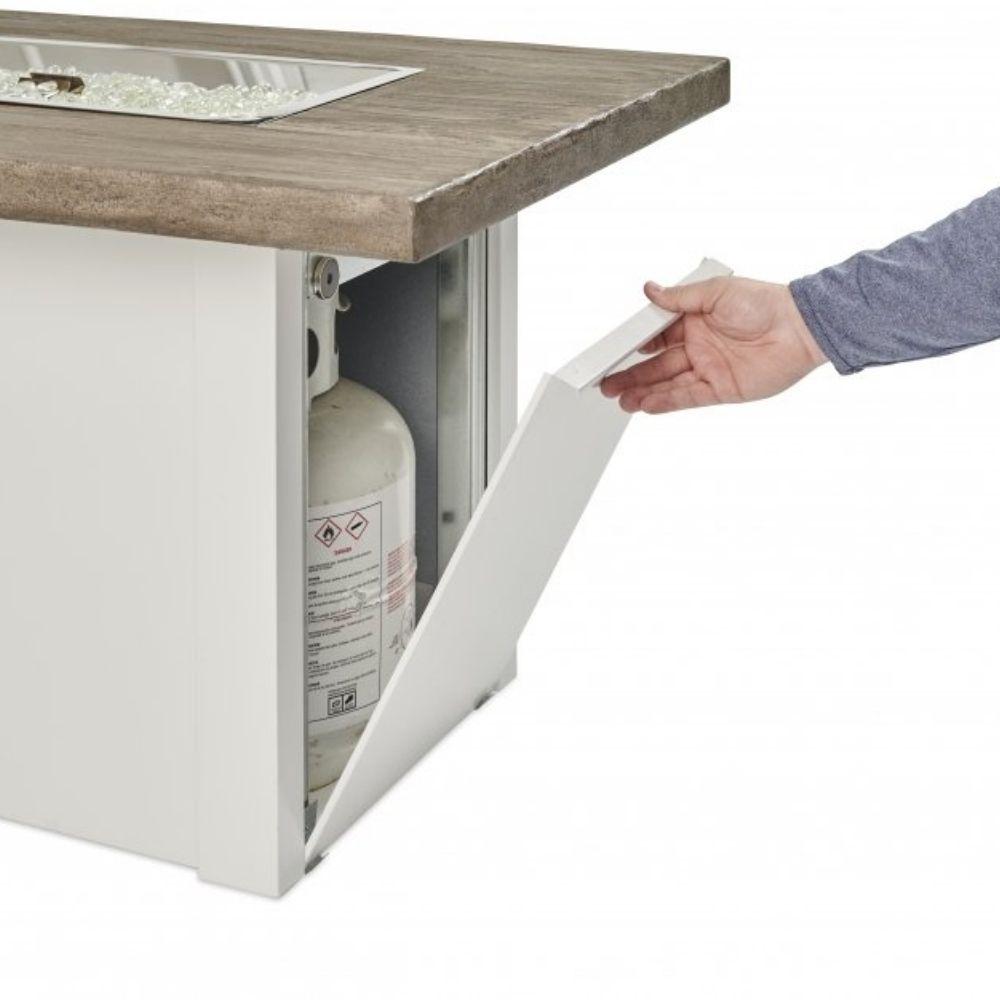 Havenwood 44-inch Driftwood Rectangular Gas Fire Pit Table Access door