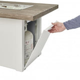 Havenwood 44-inch Driftwood Rectangular Gas Fire Pit Table Access door