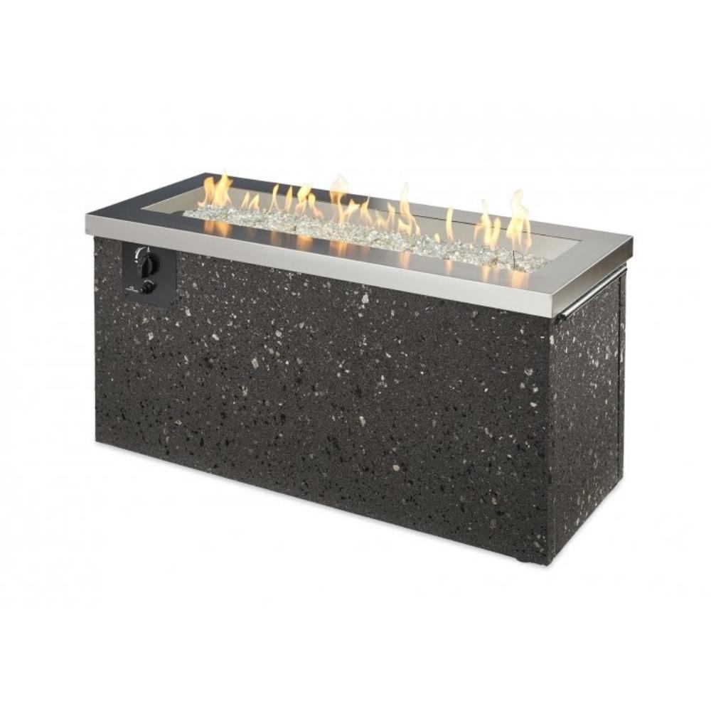 Stainless Steel Key Largo Linear Gas Fire Pit Table with Flame