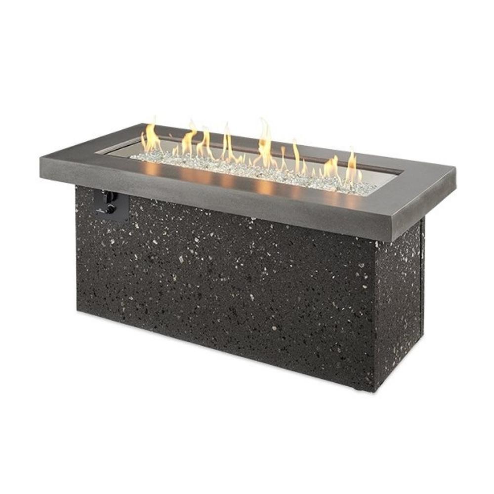 The Outdoor GreatRoom Company Key Largo Linear Gas Fire Pit Table in Grey