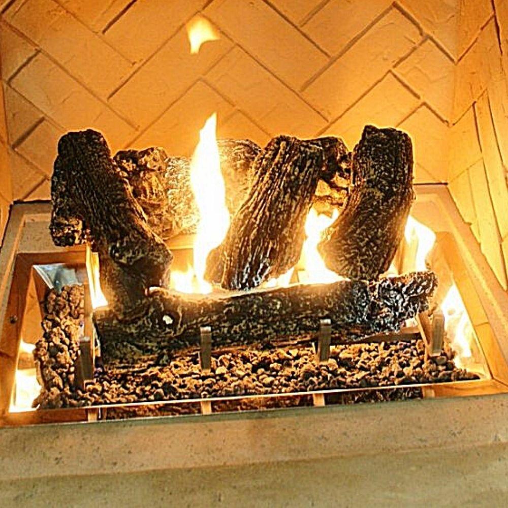 The Outdoor GreatRoom Company Log Set with Grate for Gas Fireplace