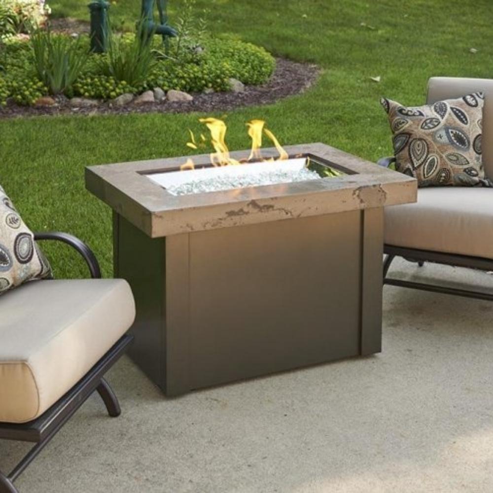 Brown Providence Rectangular Gas Fire Pit Table Outdoors