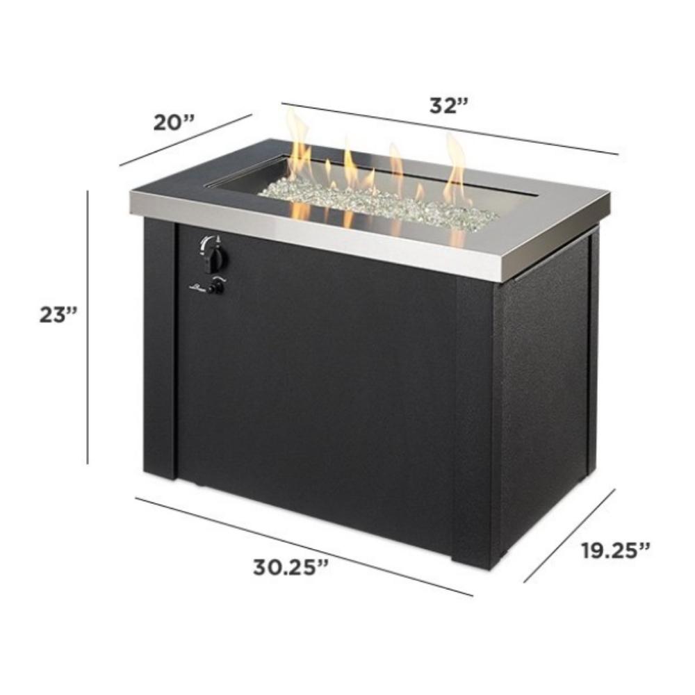 Stainless Steel Providence Rectangular Gas Fire Pit Table Specs