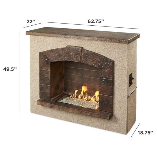 The Outdoor GreatRoom Company Stone Arch 63-Inch Freestanding Gas Fireplace - close-up view