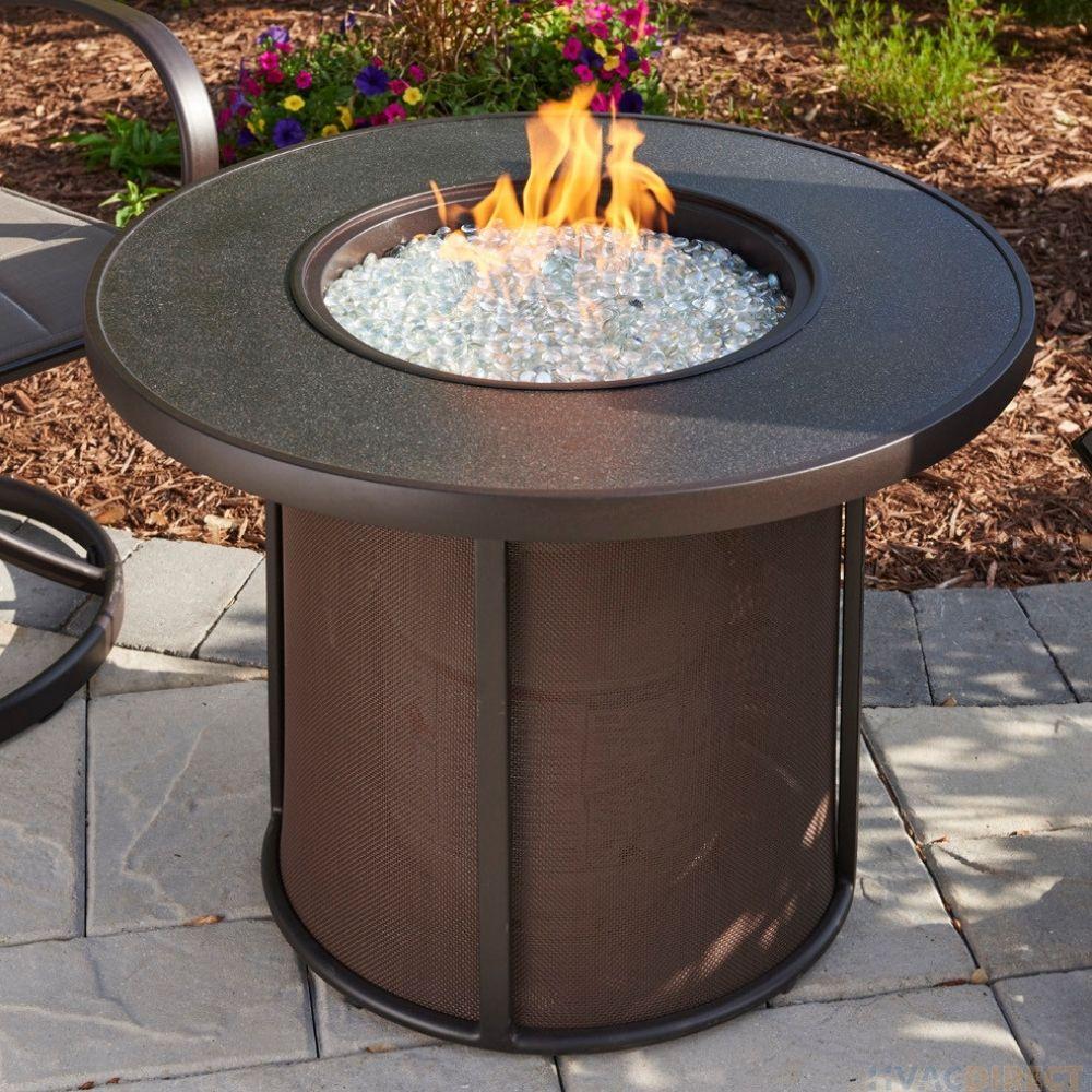 The Outdoor GreatRoom Company Stonefire brown Round Fire Pit Table with glass gems