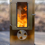 The Timber Stoves Big Timber Stainless Steel Patio Heater's Pellet Fire