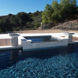 Top Fires White 30" Square Concrete Gas Fire and Water Bowl By the Pool