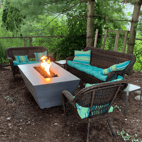 top fires angelus fire pit in seating area