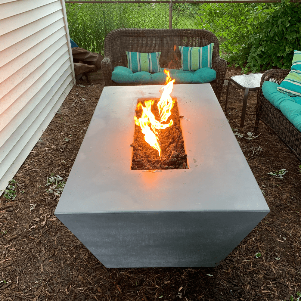top fires angelus fire pit in backyard