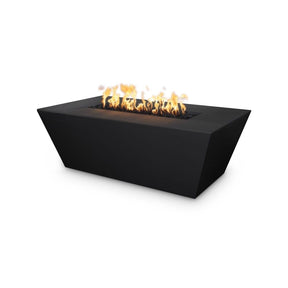 Top Fires Angelus 60-Inch Rectangular GFRC Gas Fire Pit Table in Black - close-up view