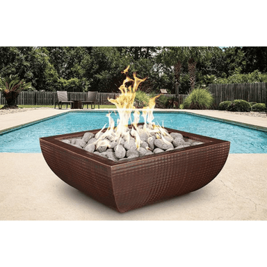 Top Fires Avalon Square Hammered Copper Gas Fire Bowl
