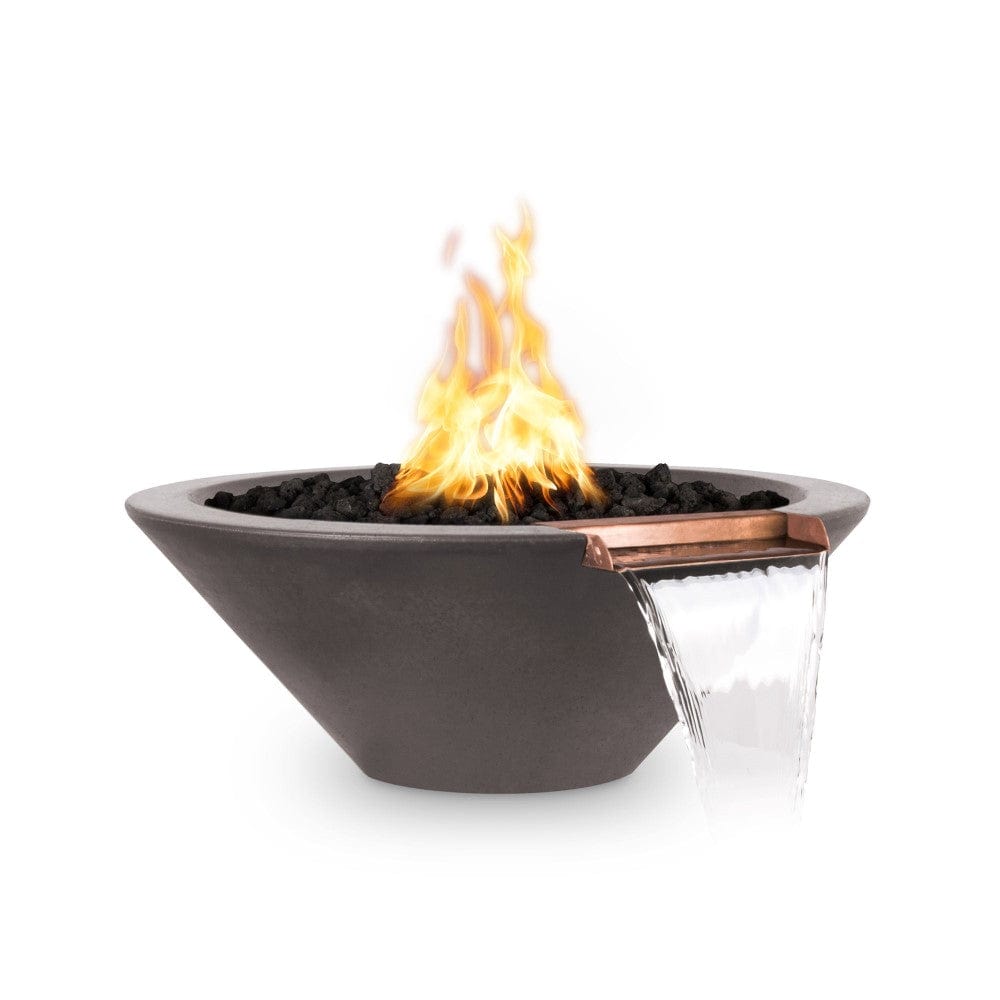 Top Fires 31" Round Concrete Gas Fire and Water Bowl - Match Lit (OPT-31RFW) Chestnut