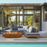 Top Fires 84" Coronado Corten Steel Gas Fire Pit  in Poolside Patio