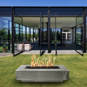Top Fires Coronado 72" Stainless Steel Gas Fire Pit on Grass