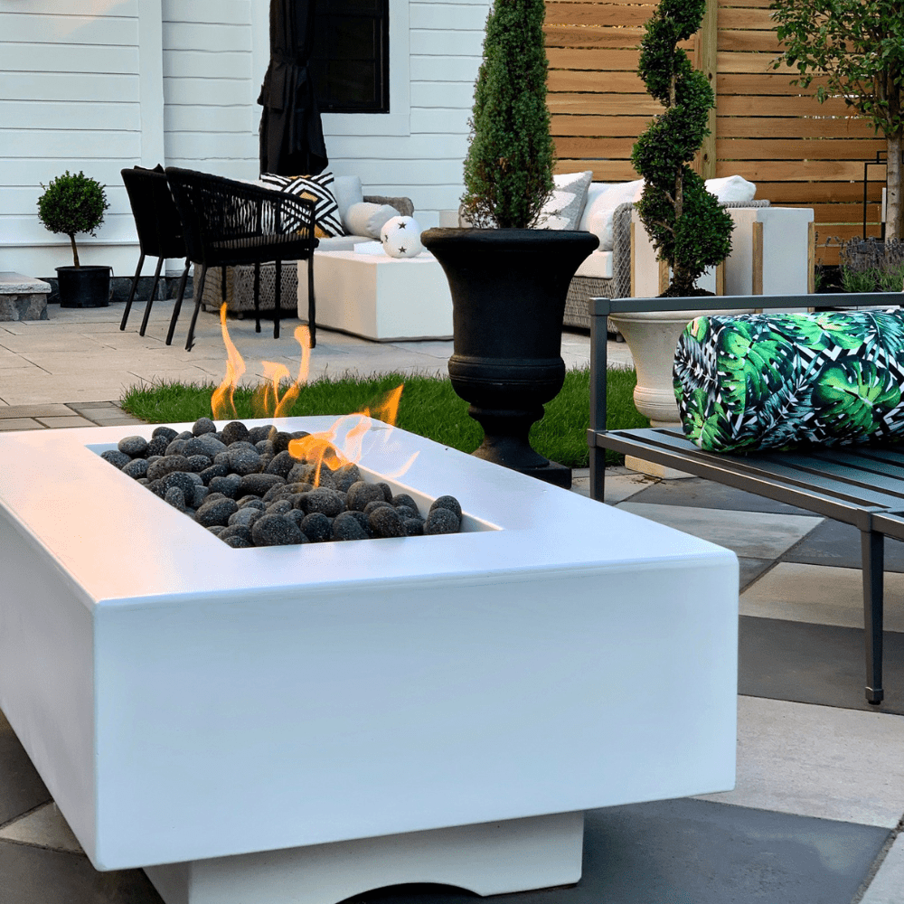 Top Fires Del Mar 48-Inch GFRC Gas Fire Pit White at Backyard