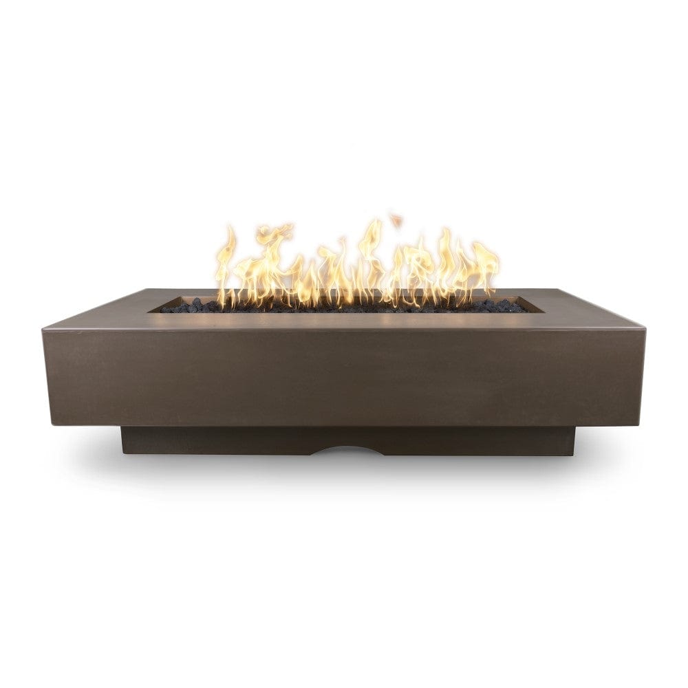 Top Fires Rectangular Del Mar GFRC Gas Fire Pit in Chocolate