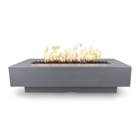 Top Fires Rectangular Del Mar GFRC Gas Fire Pit in Gray - front view