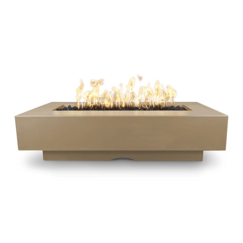 Top Fires Rectangular Del Mar GFRC Gas Fire Pit in Brown