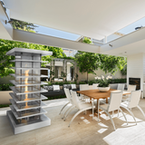 Top Fires Stainless Steel High-Rise Fire Tower in patio