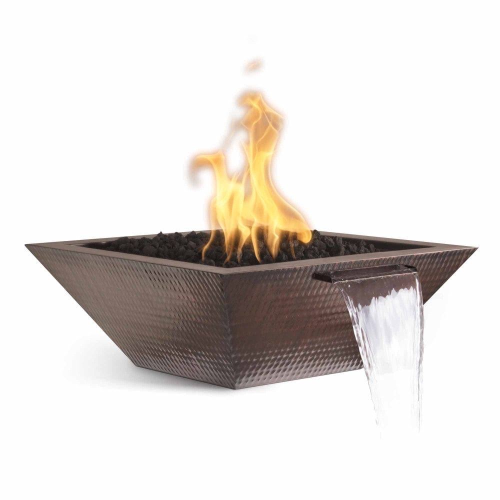 Top Fires Maya 24-Inch Square Copper Gas Fire and Water Bowl