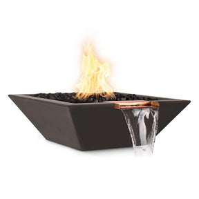 Top Fires 30-inch Square Concrete Match Lit Gas Fire and Water Bowl in Chocolate - room setting