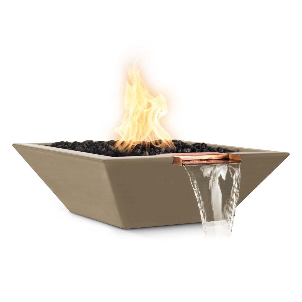 Top Fires 30-inch Square Concrete Match Lit Gas Fire and Water Bowl in Brown