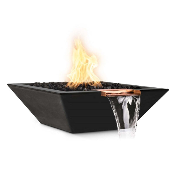 Top Fires 30-inch Square Concrete Match Lit Gas Fire and Water Bowl in Black - installation view