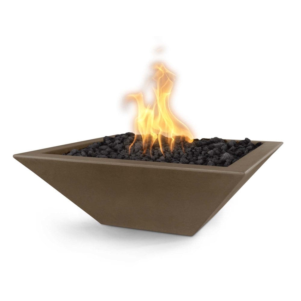 Top Fires 30-inch Square Electronic Concrete Gas Fire Bowl in Chocolate