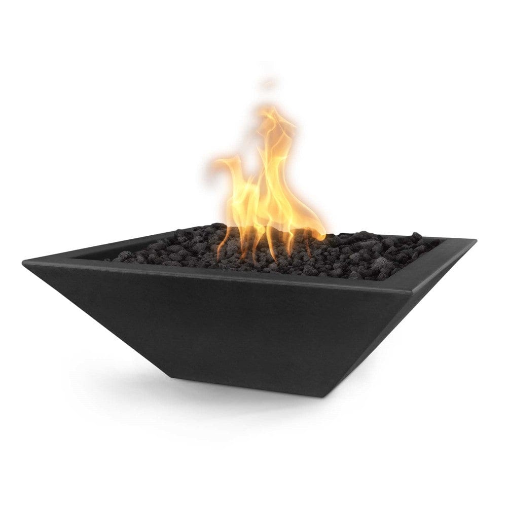 Top Fires 30-inch Square Electronic Concrete Gas Fire Bowl in Black