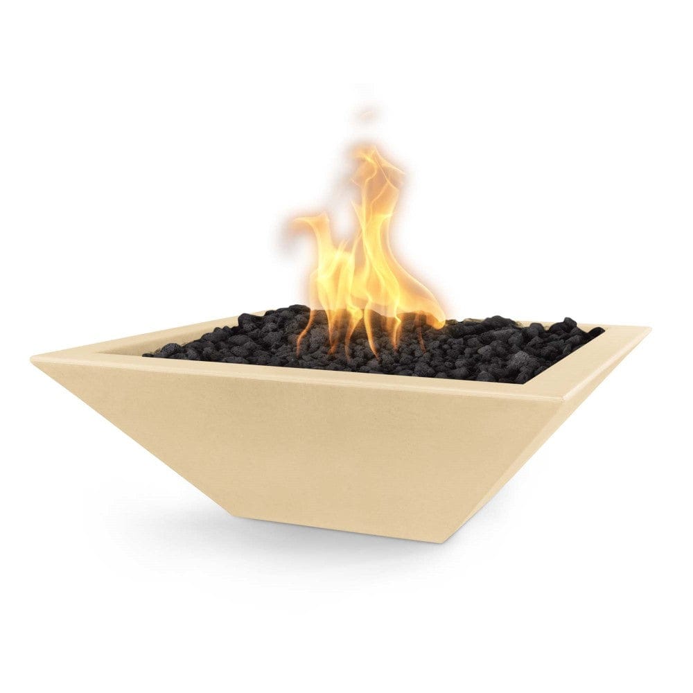 Top Fires 30-inch Square Electronic Concrete Gas Fire Bowl in Vanilla