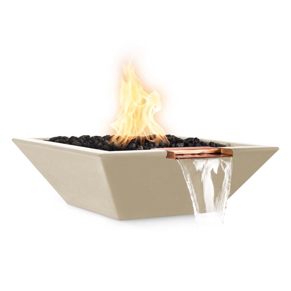 Top Fires 36-inch Square Concrete Electronic Gas Fire and Water Bowl in Vanilla
