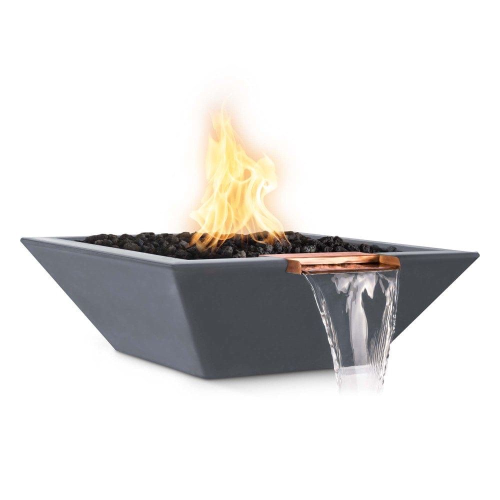 Top Fires 36-inch Square Concrete Electronic Gas Fire and Water Bowl in Gray