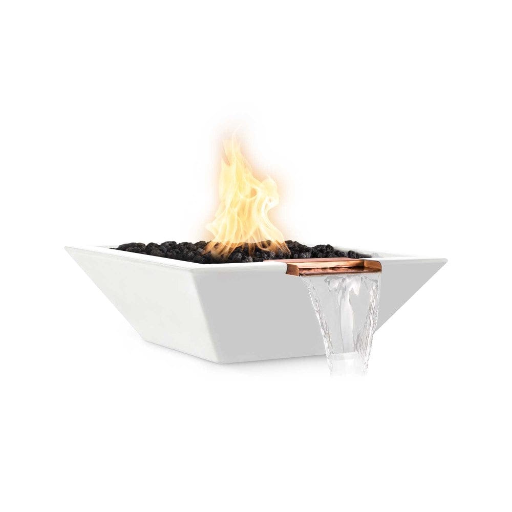 Top Fires 36" Square Concrete Match Lit Gas Fire and Water Bowl in Limestone