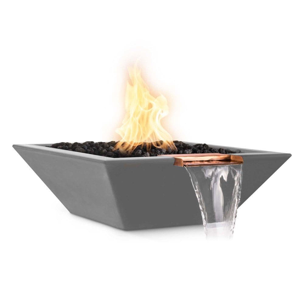 Top Fires 36" Square Concrete Match Lit Gas Fire and Water Bowl in Natural Gray
