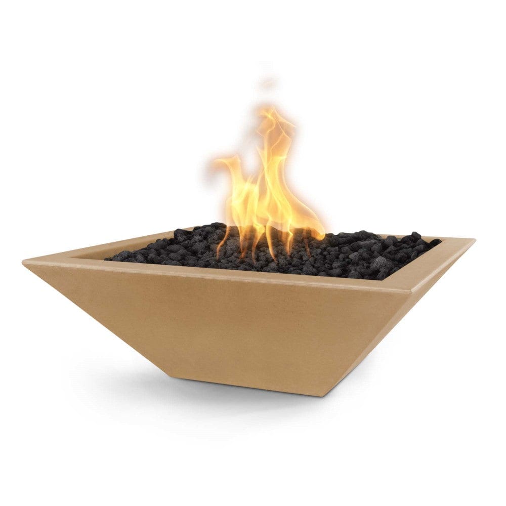 Top Fires 36-inch Square Concrete Electronic Gas Fire Bowl in Brown
